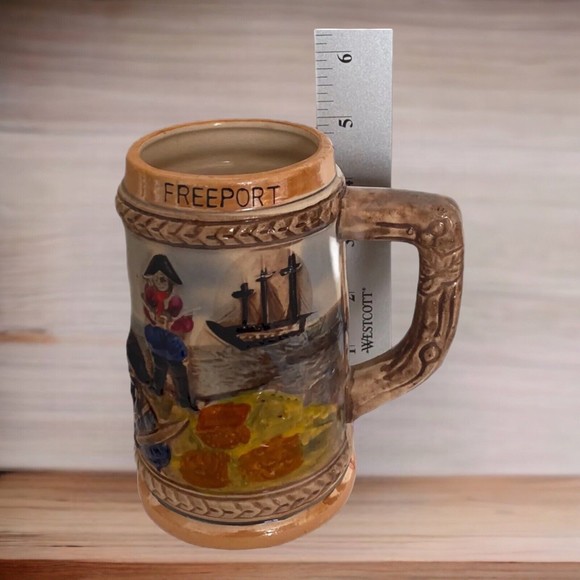 Vintage Freeport Bahamas Beer Mug Stein Pirates Scene - Picture 8 of 8